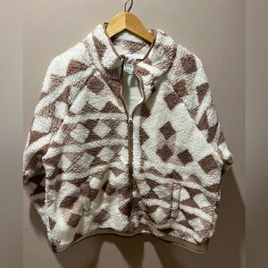 Cozy Geometric Patterned Sweater - Cream and Brown